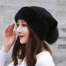 귀요미 귀마개 털 방울 비니 털담비 캐시미어 니트 폭스 방울 겨울 기모 귀덮개-21940
