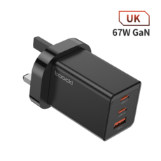 Toocki GaN 67W USB Charger PPS 65W Fast Type C for Macbook iPhone 1 5 14 13 12 Pro Max Xiaomi Huawei, 07 UK Black