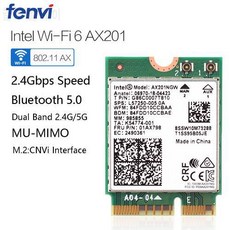 듀얼 밴드 2400Mbps 무선 인텔 와이파이 6 AX201 블루투스 5.0 NGFF 키 E CN, 상세내용참조