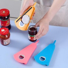 병 다기능 반지병따개 모양 당근 캔 오프너 미끄럼 방지 손잡이 노동 절약 수동 주방 도구 4 in 1, YELLOW, 1개