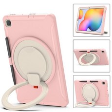 갤럭시탭s9케이스 갤럽시탭케이스 갤럭시탭케이스s9 충격 방지 TPU + PC 풀 링 스탠드 태블릿 커버 삼성 갤럭시 탭 S6 라이트 10.4 2020 2022 SM-P610, Cherry Blossoms Pink