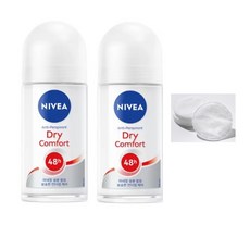 NIVEA 드라이 컴포트 롤온 데오드란트 (니베아) & 화장솜세트 (못기랜드), 1롤, 50ml