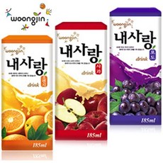 [웅진식품] 내사랑 오렌지/사과/포도 주스 185mlX48팩, 6.사과 24팩 + 포도 24팩, 상세설명 참조