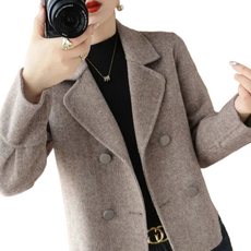 셀럽당 모직코트 여 추동 숏탑 긴팔 정장 모직 코트M2708