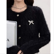  블랙 앙고라 크롭가디건  상품 이미지