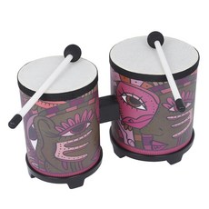 Zeyuan Bongo Drums 인디언 스타일 프린트 4 "u0026 5"내츄럴 스킨 Bongos 아동 장난감 선물