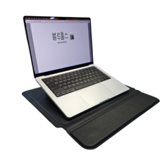 블루홀스 마그네틱 거치대 가죽 노트북 파우치 슬리브 케이스, 블랙, 1개