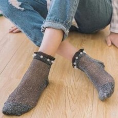 173 순마켓 / A여성 레이스 슬림 양말 크리스탈 진주 스타킹(5개묶음) 여성팬티스타킹