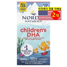 Nordic Naturals 노르딕 네추럴스 3~6세 유아용 DHA 250mg 딸기향, 180정, 2개