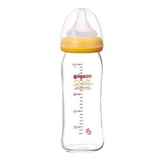 모유 실감 젖병 내열 유리 오랜지 옐로 240ML, 1개