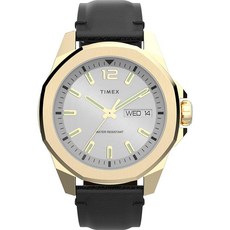손목시계 Timex 타이맥스 타임맥스 남성용 Essex 46mm 시계 - 블랙 스트랩 다이얼 실버톤 케이스 블랙/화이트/골드 톤 모던.