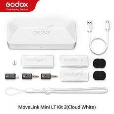 콘솔 차량용 수납 Godox-2.4GHz 무브링크 미니 마이크 LT UC 무선 송신기 수신기 아이폰 C 타입 스마트폰, 08 LT Kit2 White