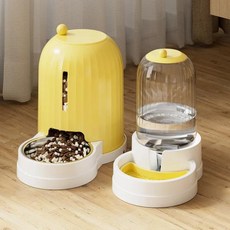 애견 자동 급식기 고양이 물 디펜서 애완 동물 피더 개 플러그 없는 흐르는 그릇, 1pcs, YELLOW