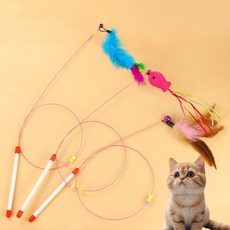 라라민 고양이 장난감 낚시대 3p 리본 막대 줄, 와이어막대, 1세트
