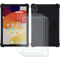 FZZSZS 먼지 제거 젤 TCL 탭 프로용 케이스 5G 9198S 태블릿 4Pcs 강화 유리 스크린 보호 필름 소프트 블랙 쉘 실리콘 커버 프로 10.36인치 Q1610008, Black