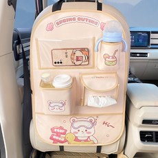 자동차 킥 방지 패드 뒷좌석 안전 시트 마모 방지 패드 자동차 더러운 방지 패드 범용 자동차 등받이 보관 가방 만화, 곰수납 방지킥패드 [롱스타일], 1개