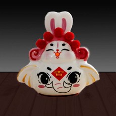 춘이백화점 차이나 특색 핸드메이드 북경 토끼 인형의 사람 도자기 Q판 출 국례 사물 외지인 관광 기념품, 화이트