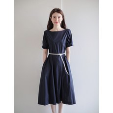 로로희 여름 데일리 차르르 맥시 소매 퍼프 롱 셔랑 링클 캉캉 벨트 반팔원피스
