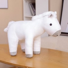 봉제인형쿠션 60/80CM 앉아 말 플러시 장난감 실물 같은 갈색 흰 인형 박제 동물 완구 어린이 생일 장식 선물, 01 WHITE_01 60CM, 1개