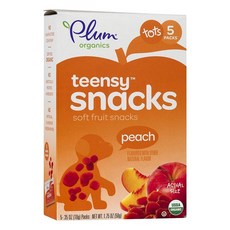 Plum Organics 틴시 후르츠 오가닉 아기과자 복숭아 Teensy Fruits Toddler Snack Peach 50g 8박스, 1
