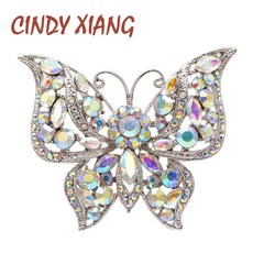 직구 CINDY XIANG 라인 석 나비 브로치 겨울 어두운 색 핀 곤충 코트 브로치 패션 쥬얼리 2 색 사용 가능한