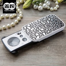 보석 감정 돋보기 고배율 확대경 휴대용 라이트 30배율 60배율 90배율, 흰색개