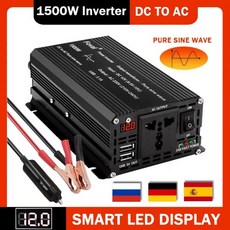 정현파인버터 순수 정현파 DC 12V 50Hz ~ AC 220V 3000W/2600W/2200W/1500W LED 디스플레이 전압 변환기 전원 인버터 EU/ 소켓, 2600W Universal Blue