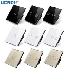 bonda 터치 스위치 eu 표준 화이트 크리스탈 유리 패널 터치 스위치 ac220v 1 세트 1 웨이 벽 조명 벽 터치 스크린[스위치2082], black two open