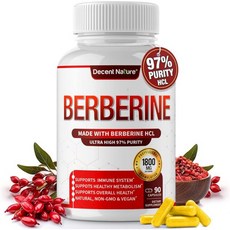 Berberine Supplement 1800mg - Premium Berberine HCl 97% High Purity Berberine Plus Supports System, Vr1