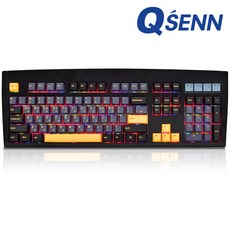 QSENN DT35 104 PBT 풀윤활 가스켓 유무선 기계식 키보드, 블랙 / 애플민트축 V1