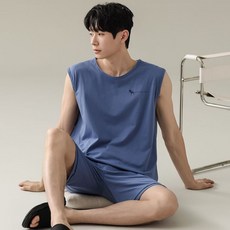 choyur 남성 파자마 여름 나시 모달 캐릭터 라운드 홈웨어세트 bjj001