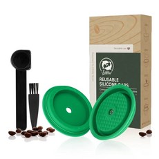 재사용캡슐 스텐캡슐 커피머신부속품 Nespresso Vertuo 용 다음 재사용 가능한 실리콘 캡 커피 캡슐 커버 뚜껑 Vertuoline 캡슐과 호환 가능, [04] 2pcs green