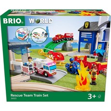BRIO WORLD (브리오 월드) 구조팀 세트 36025 [총 44피스] 대상연령 3세~ (전동차량 전철 장난감 목제 레일) 빨강 초록 파랑 노랑