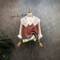 라임브릿지 프랑 나염 니트 베스트 조끼