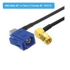 RAL5005 Fakra C Male/ Female to SMA 잭 RG174 케이블 어댑터 자동차 GPS 네비게이션 안테나 연장 코드 RF 동축 피그 테일, [03] 0.3M, [08] SMAM90 to FakraC F90, 1개