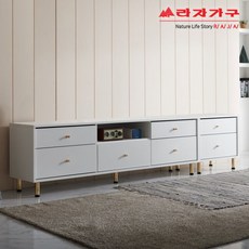 [라자가구] 비바 다즐링 거실장 세트 2400 LPS011, 색상:화이트 - 라자가구거실장