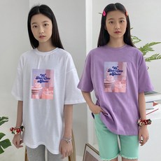 제니키즈 JN 돈케어 티 여름 여아 주니어 초등학생 라운드 반팔 티셔츠
