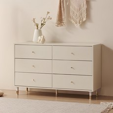 파로마 리디아 6단 와이드 서랍장, 화이트 화이트, 6개