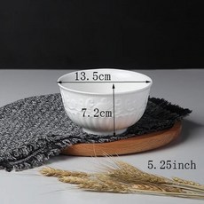 화이트 양각 도자기 샐러드 그릇 세라믹 요리 일본 밥 주방 음식, 3.5.25인치, 1개