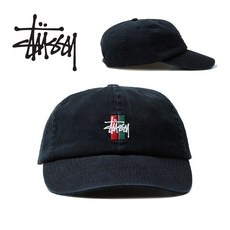 스투시 로고 로 프로 블랙 캡 모자