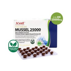 하이웰 Hi Well Premium Mussel 25000 100Softgels 프리미엄 초고함량 초록 입 홍합 100캡 1팩, 1개, 1
