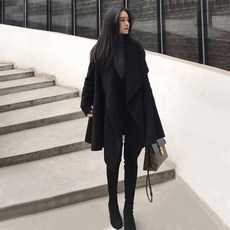965번 양면 모직 코트 신상폭발 더 도톰한 하프 판초 모직 코트 여 추동룩Z
