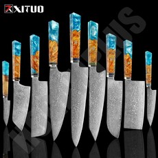 XITUO 다마스커스칼 10종 중식도 셰프나이프 키리츠케 나키리 산도쿠 과도 DMS178