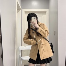 더플코트 겨울 오리지널 일본 대학 스타일 학생 교복 코트 두꺼운 중간 길이 모직 재킷