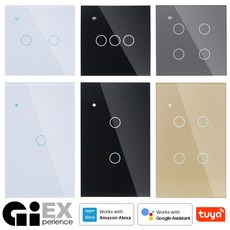 아니 중립 와이파이 터치 라이트 벽 스위치 화이트 유리 블루 LED TUYA 스마트 홈 전화 2Way/3Way 알렉사 구글 홈 앨리스|스위치|, Gray, 1개, 190V-250V