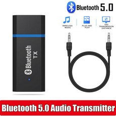 USB 블루투스 5.0 + EDR 오디오 송신기 드라이버없는 USB 오디오 동글 송신기 TV Pc 용 3.5MM 3.5 잭 AUX 무선 어댑터|무선 어댑터|, 1개, CHINA, Black