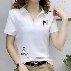 휠렉스 여성 캐주얼 카라 브이넥 자수 반팔 티셔츠 M212 - 여성골프카라티