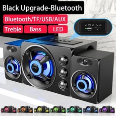 TV스피커 TV사운드바 홈시어터 사운드바 스피커 컴퓨터 TV HIFI 3D 스테레오 알토 팔란테 컬러리도 LED 루즈 페사다 호주전압X 110VB Com Fio Sem 블루투스 오, 2.Wi레드 화이트