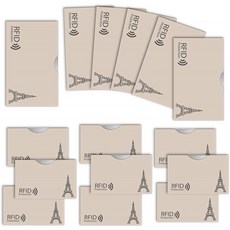 LOE 카드 케이스 RFID 자기 스키밍 방지 쿠 레카 & 통장 크기 (에펠 무늬 베이지)