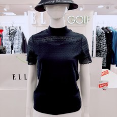 엘르골프 레이스소재 메쉬배색 반팔형터틀티셔츠 6h-45407820#